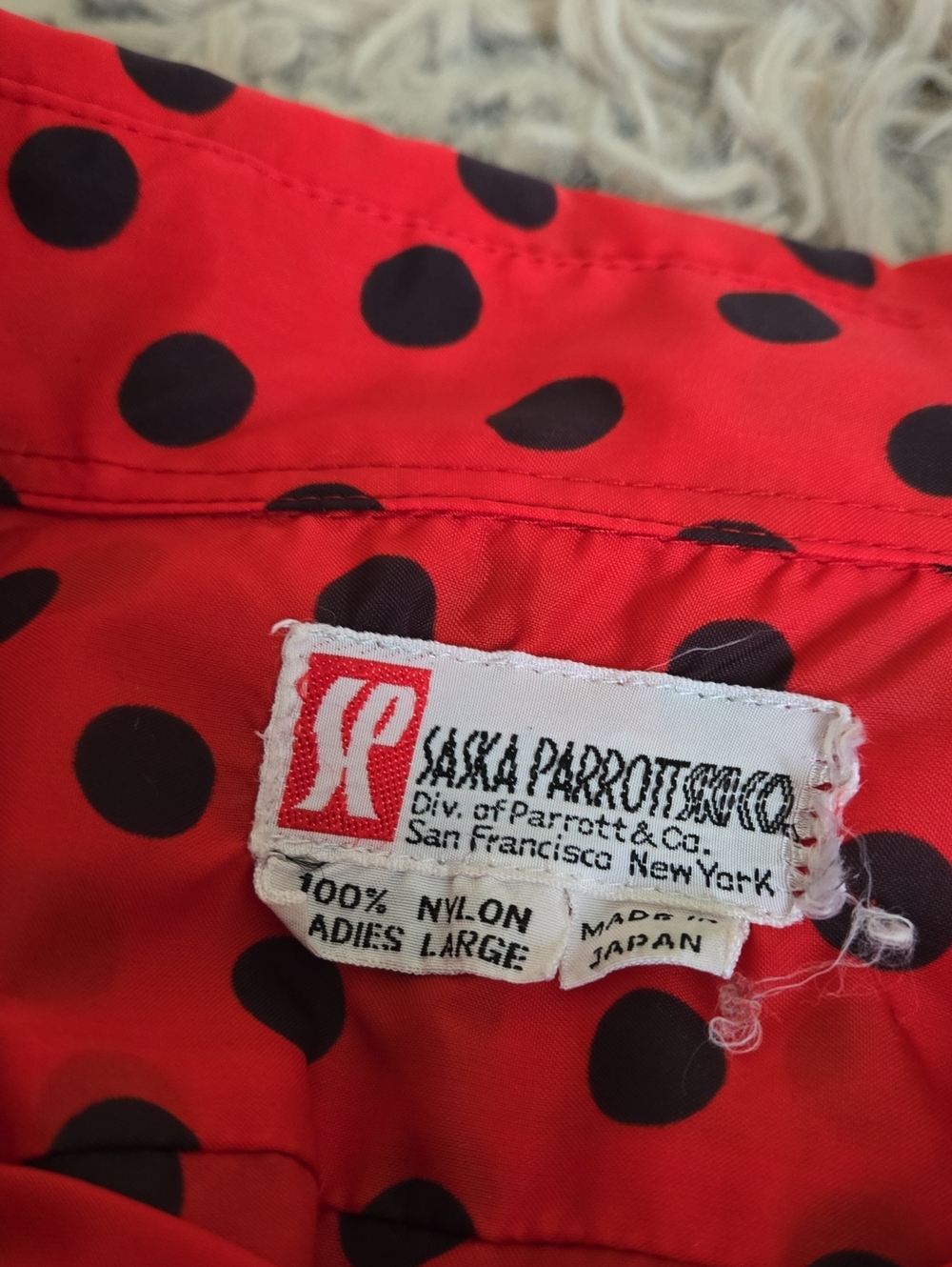 Vintage Saska Parrott Handmade Red And Black Polka Dot Long Sleeve Blouse - Picture 8 of 8